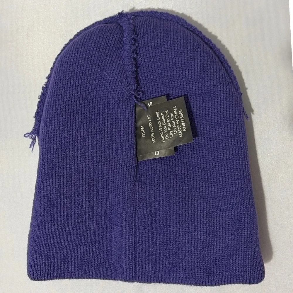 Netflix K-Pop Demon Hunters Purple Knit Beanie Hat Embroidered Logo OSFM